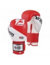 Guantes Thai Style Rojo Blanco Piel -16 Oz