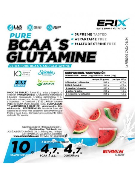 BCAA’S   GLUTAMINA   Kiowa   Sandia 1 x 10 Gr 