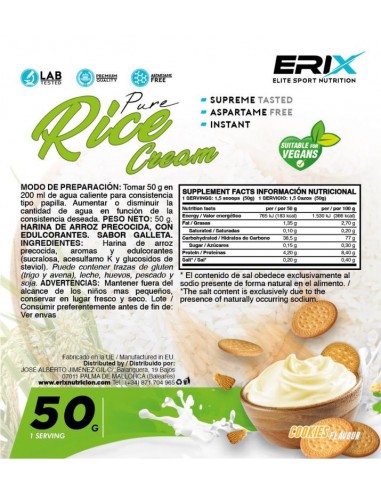 Crema de arroz Rice cream 1x50 Gr  Galleta Maria