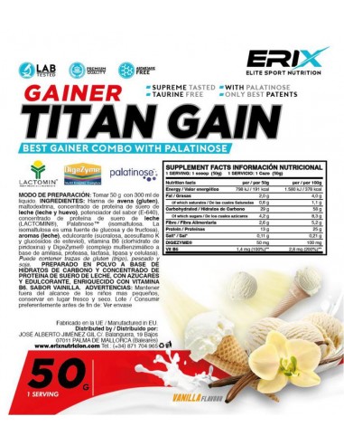 Titan Gainer vainilla 1 x 50 Gr  Erix Nutrición