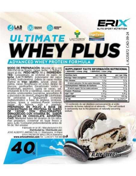 Whey Plus Ultimate 1 x 40 gr  Oreo - Erix