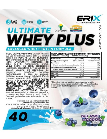 Whey Plus Ultimate 1x40 gr  Yogur griego/Arandanos