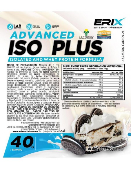 ISO Advanced Plus 1 x 40 Gr  Oreo - Erix