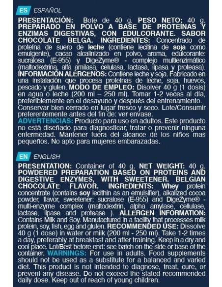 Protein Shake whey 40 Gr  Chocolate Belga - Erix N