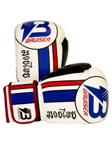 Guantes Boxeo Thai Style P Piel blanco azul y rojo