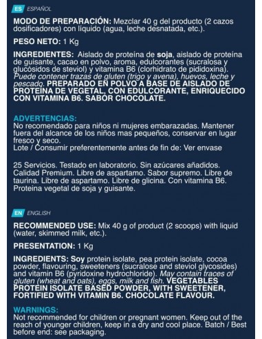 Pure vegan protein 1 kg chocolate - Erix nutrición