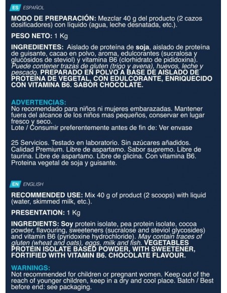 Pure vegan protein 1 kg chocolate - Erix nutrición