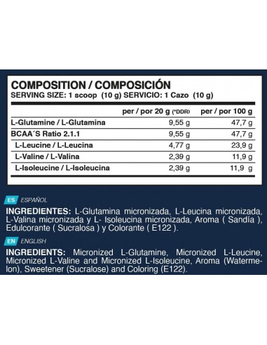 BCAA’S   GLUTAMINA   Kiowa   2 1 1 Sandia 500 gr 