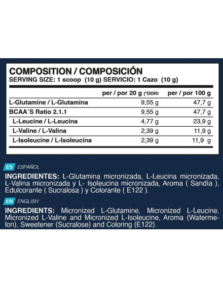 BCAA’S   GLUTAMINA   Kiowa   2 1 1 Sandia 500 gr 