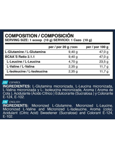 BCAA’S   GLUTAMINA   Kiowa   2 1 1 Cola 500 gr  -