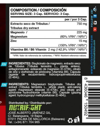 ZMA  Tribulus 100 capsulas - Erix Nutrición