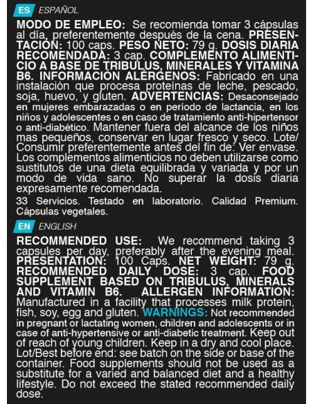 ZMA  Tribulus 100 capsulas - Erix Nutrición