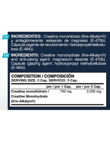 Kre alcalina 2250 120 capsulas - Erix Nutrición