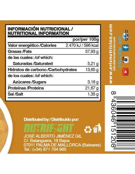 Crema de Cacahuete Crunchy - Erix Nutrición