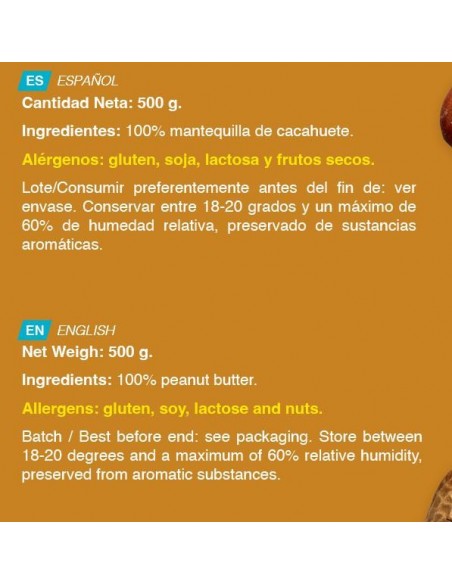 Crema de Cacahuete Crunchy - Erix Nutrición