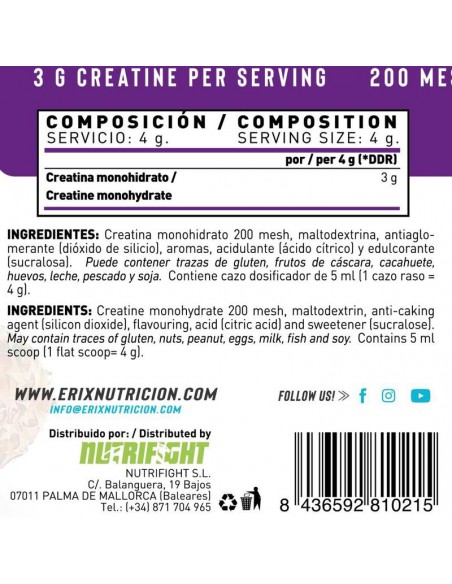 Creatina 300 gr  Piña Colada -  Erix Nutrición