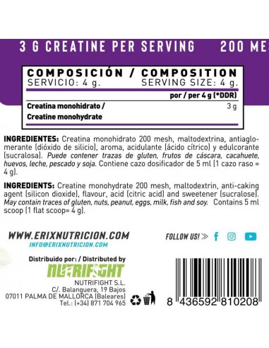 Creatina 300 gr  Mojito -  Erix Nutrición