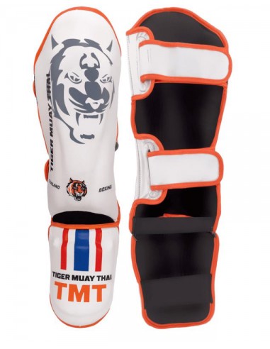 Espinilleras TMT Polipiel Blanc/naranja M Bruiser