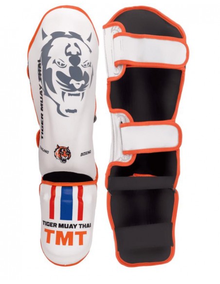 Espinilleras TMT Polipiel Blanc/naranja M Bruiser